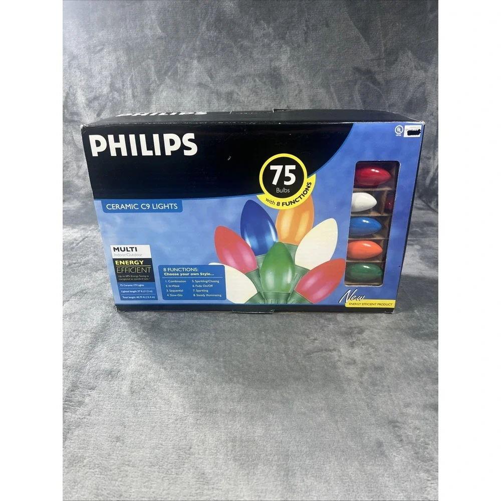 NEW Phillips Ceramic C9 Lights 75 Bulb Energy Saving LED Multi Color 8 Functions